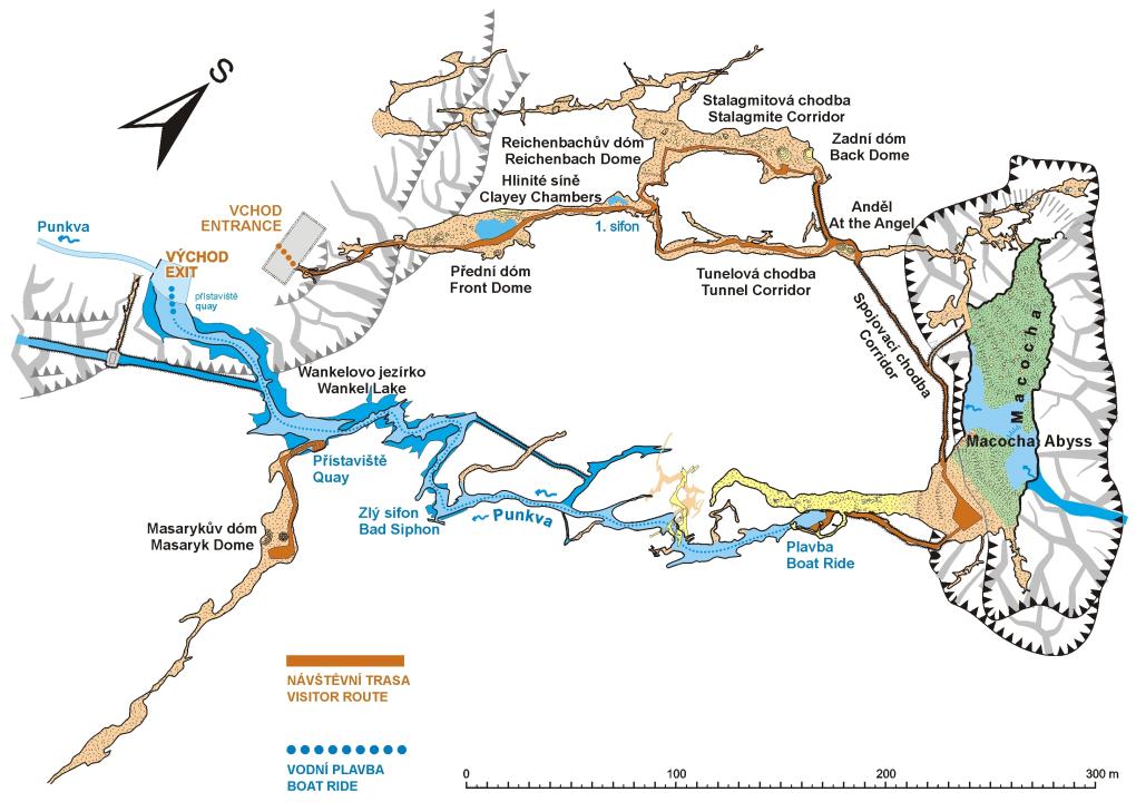 Map of the Punkva Caves and Macocha Abyss