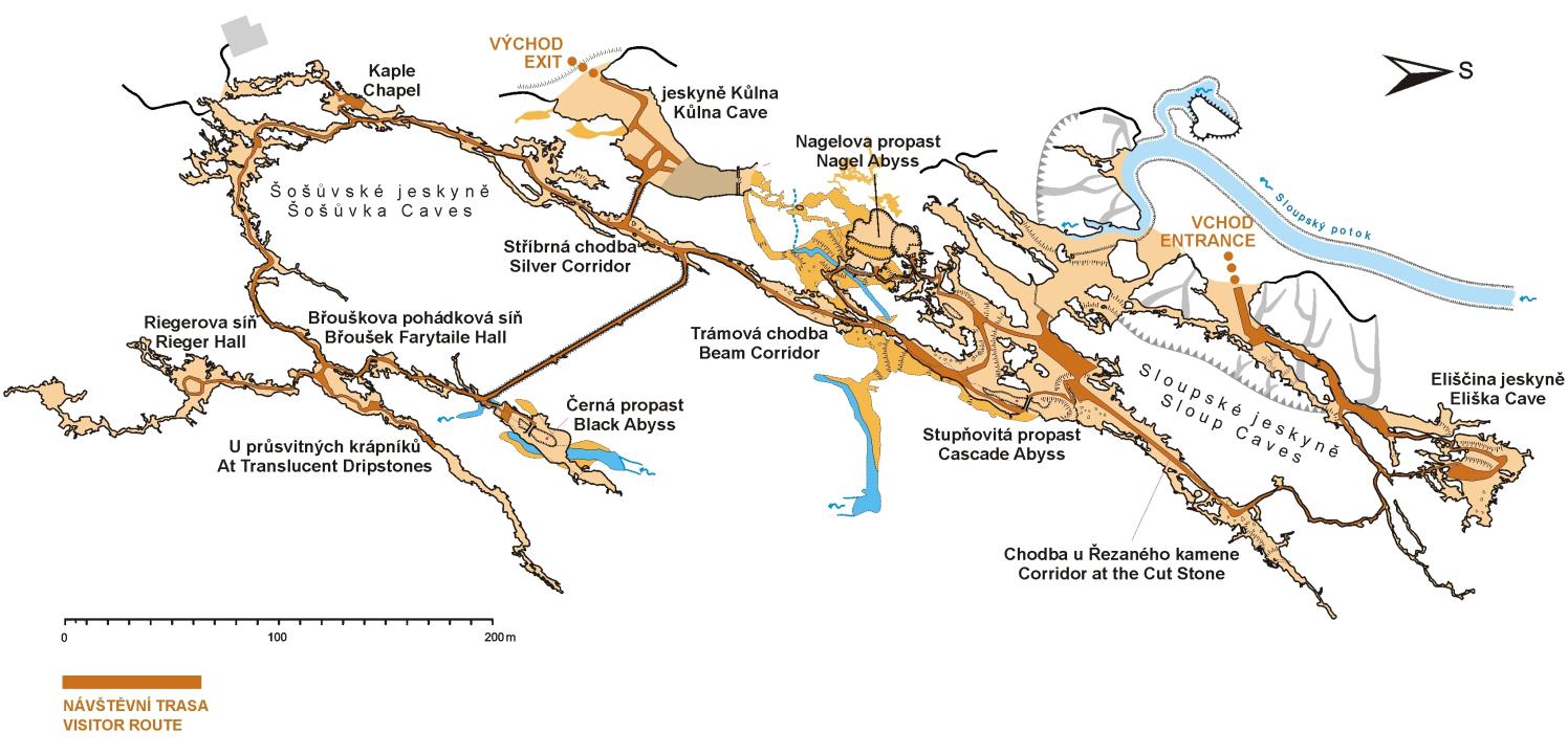 Map of the Sloup-Sosuvka Caves